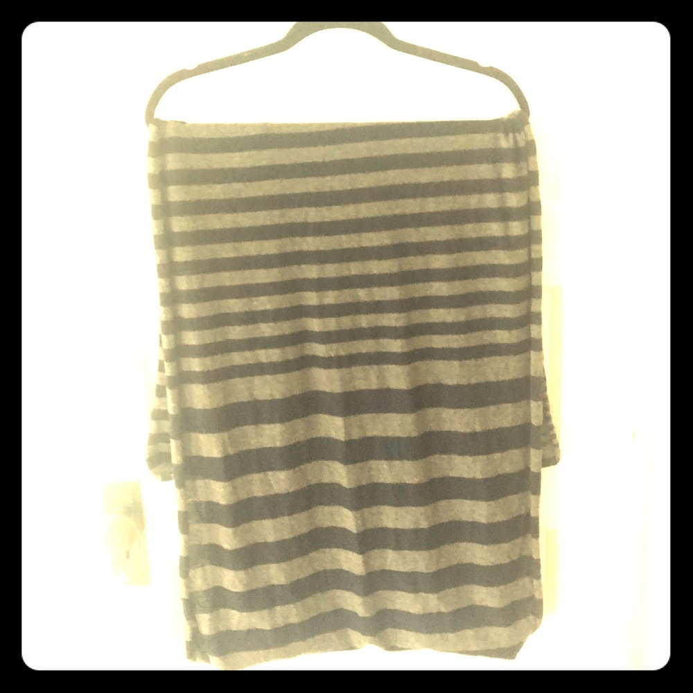 grey and navy striped cashmere infinity scarf